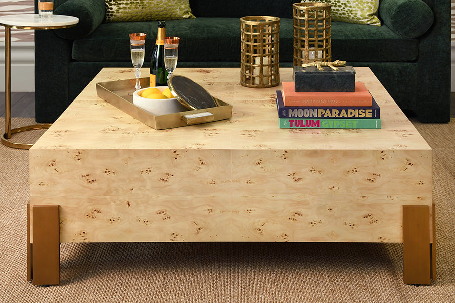 Enid Coffee Table in Burl Wood