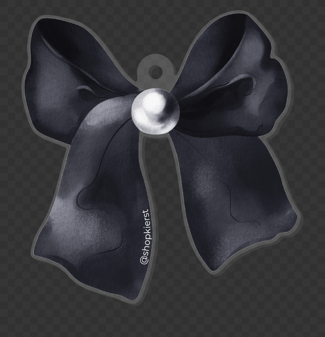 Pearl on Black Bow Ornament + Keychain