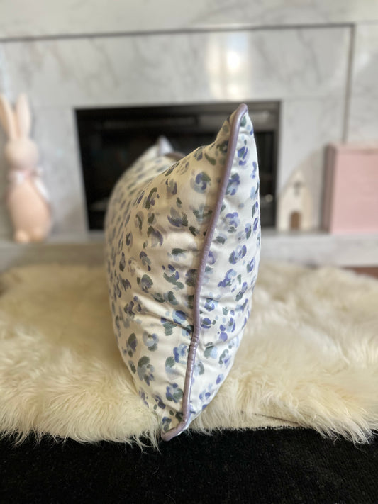 White and Purple Leopard Print Throw Pillow | Sateen Fabric, Soft Pastel Spots
