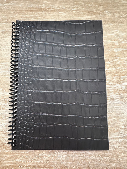 Black Crocodile Spiral Notebook | Chic Faux-Texture Notebook For Journaling or Planning