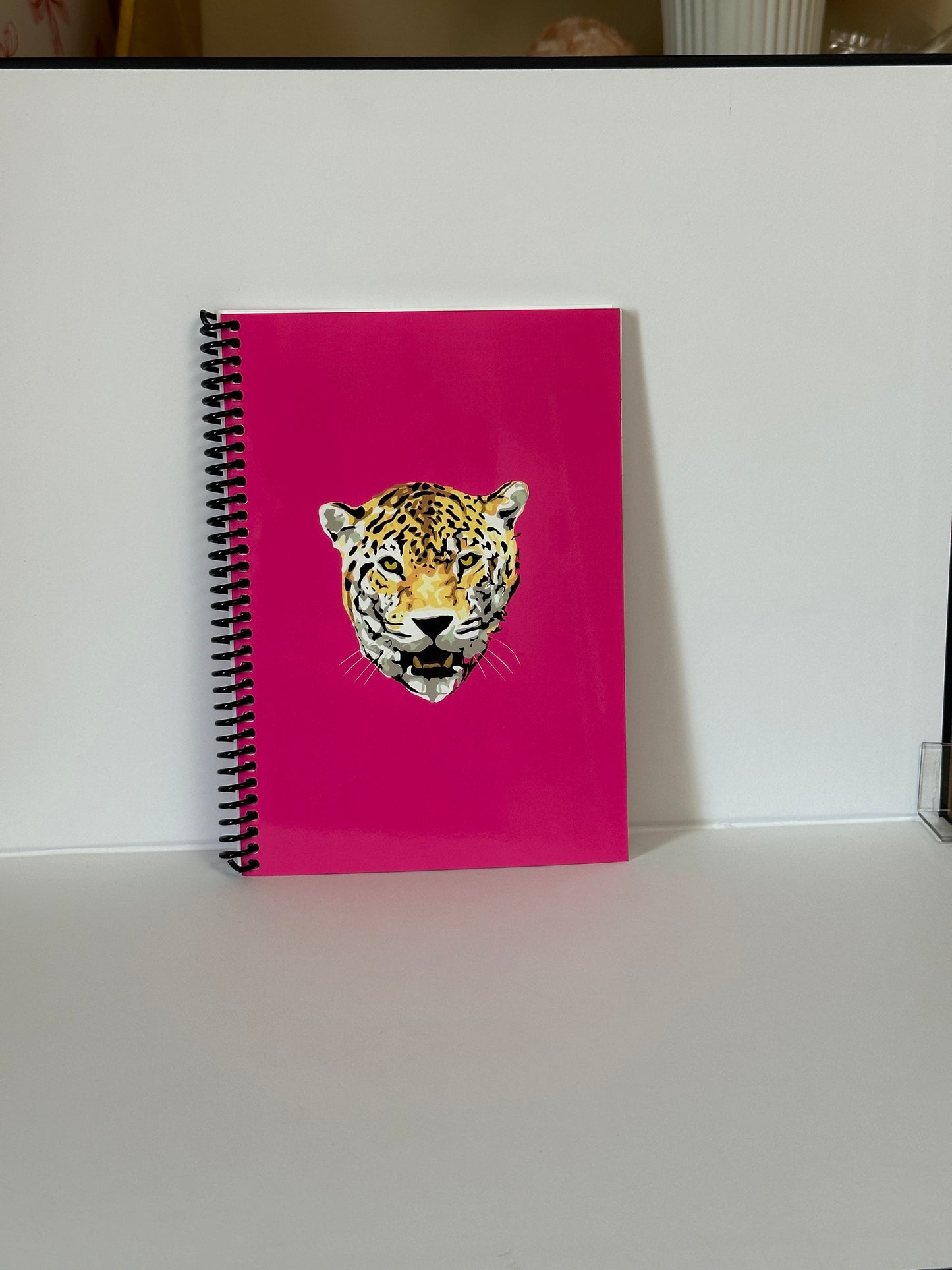 Leopard Head on Signature Hot Pink Notebook | Fierce Color, Wild Confidence - Limited Edition