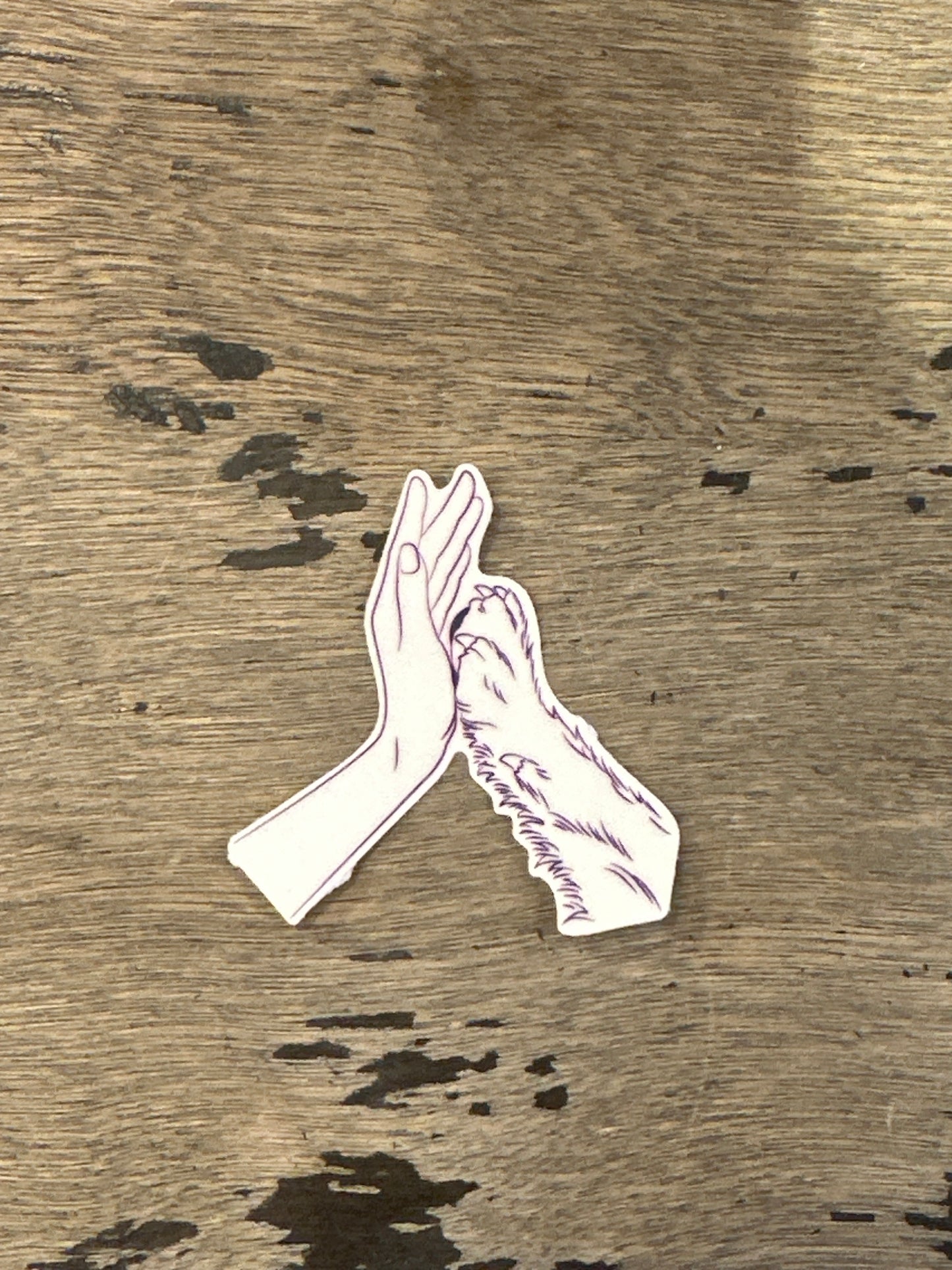 Paw in Hand Fine Line Temporary Tattoo