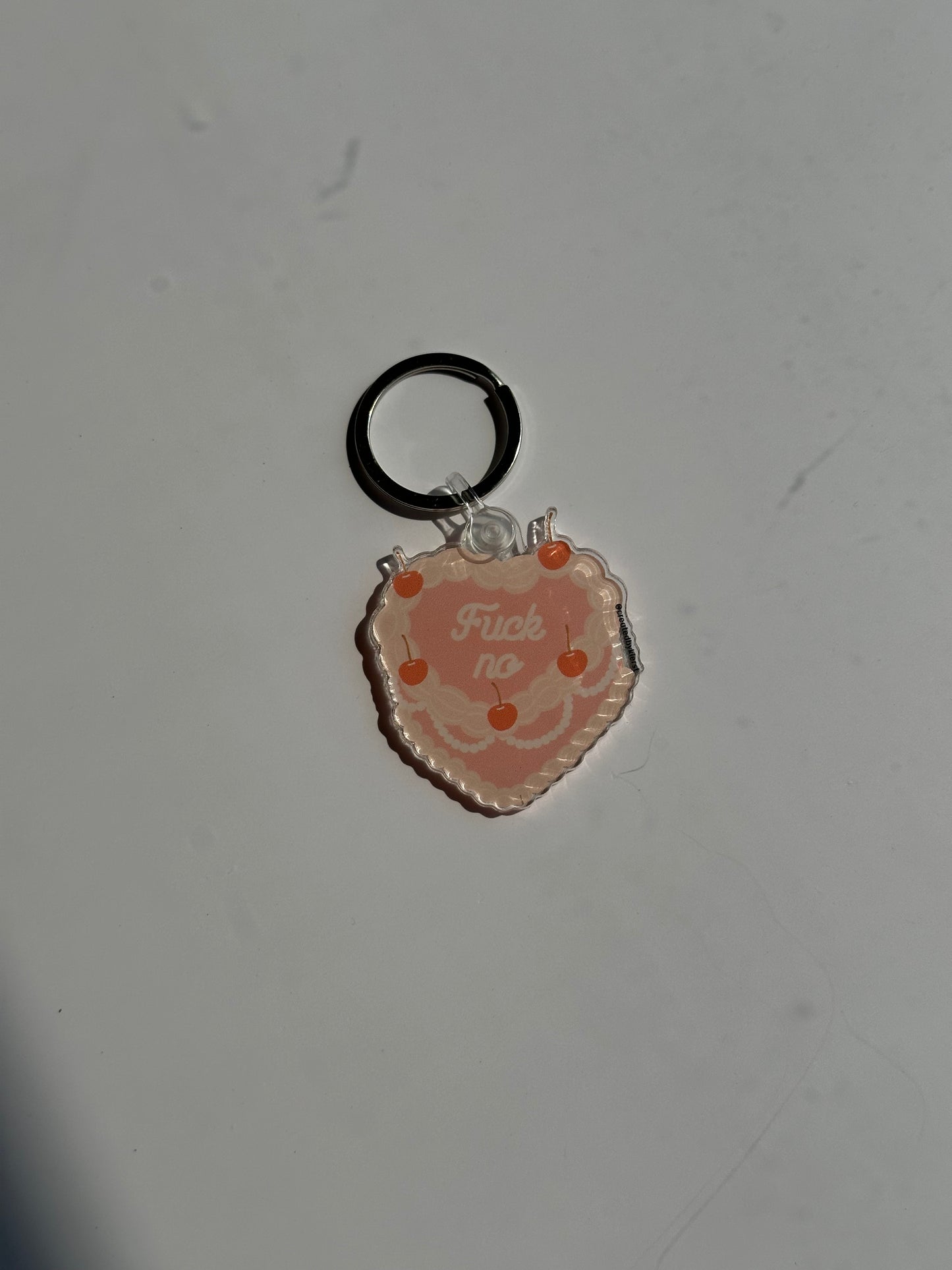 F No Heart Shaped Cake Keychain