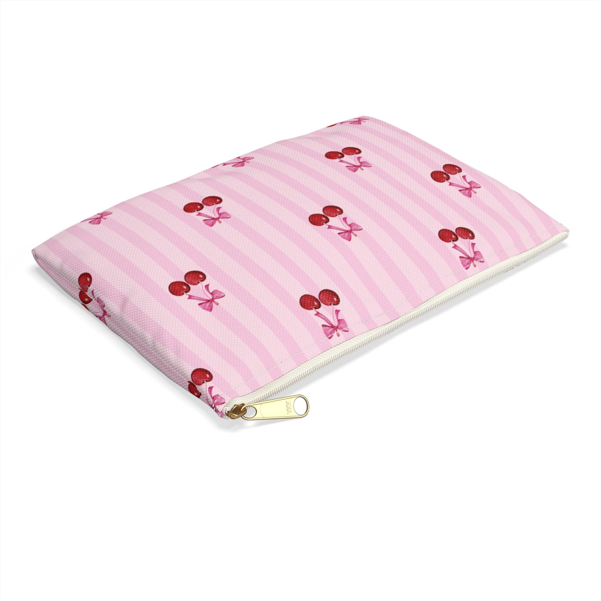 Cherries on Pink Stripes Accessory Pouch