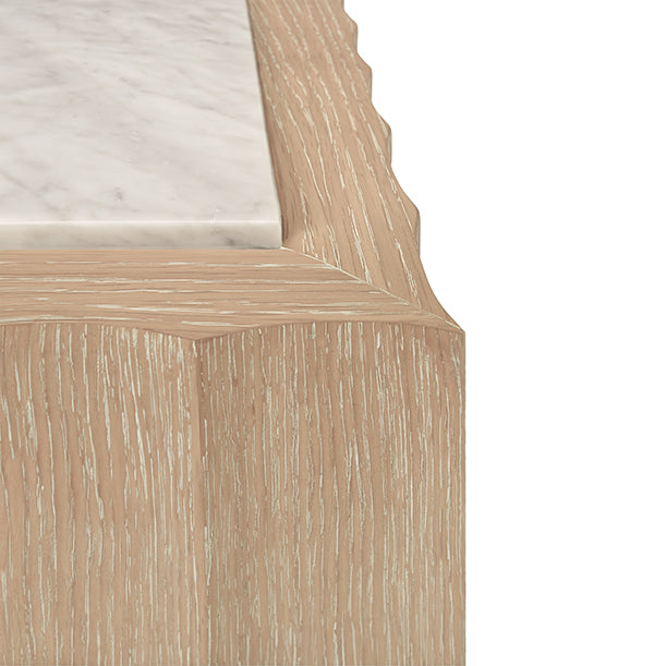 Granger Coffee Table in Cerused Oak & White Carrara Marble