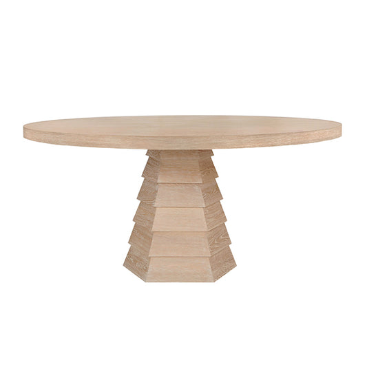 Hugo Round Dining Table in Cerused Oak