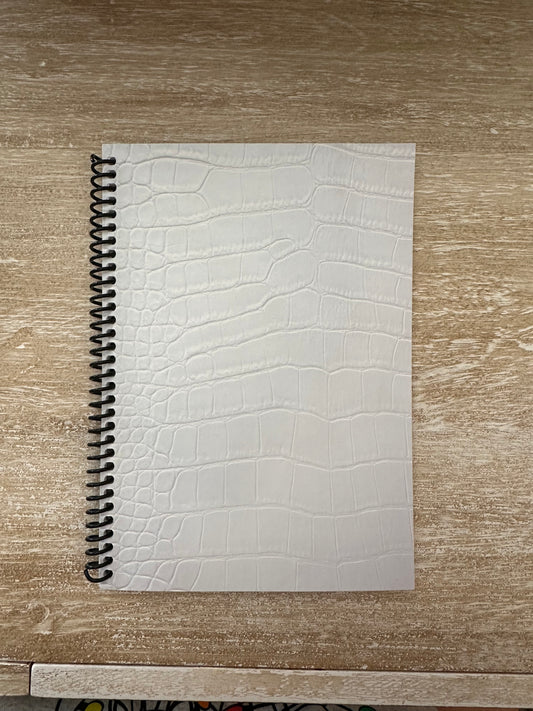 White Crocodile Print Notebook | Clean Lines, Luxe Look, Effortless Functionality