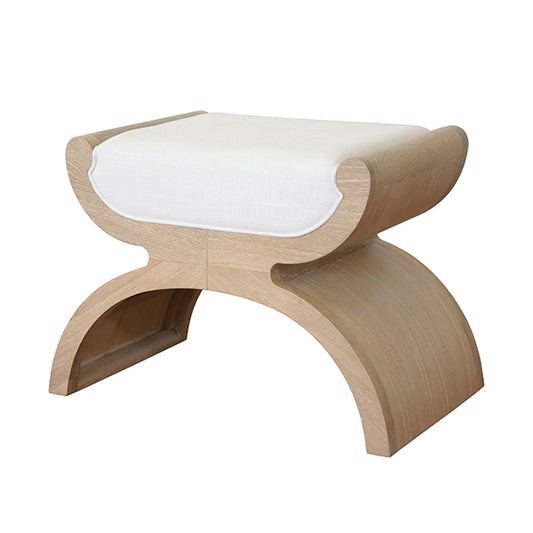 Janna Stool in Oak & White Linen