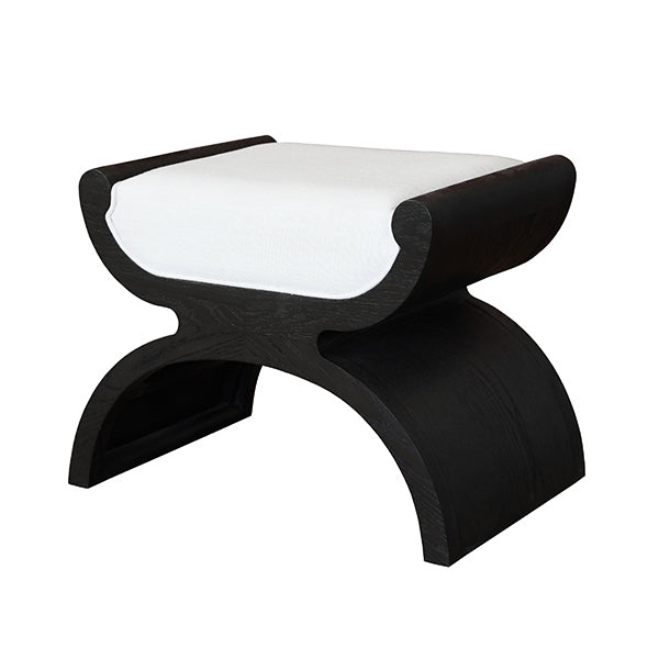 Janna Stool in Espresso Oak & White Linen