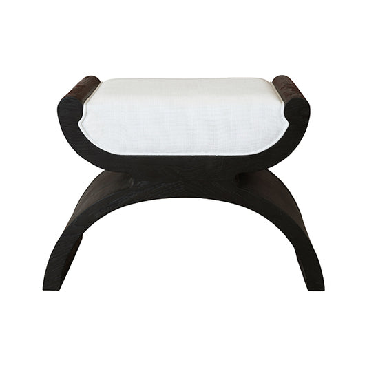 Janna Stool in Espresso Oak & White Linen