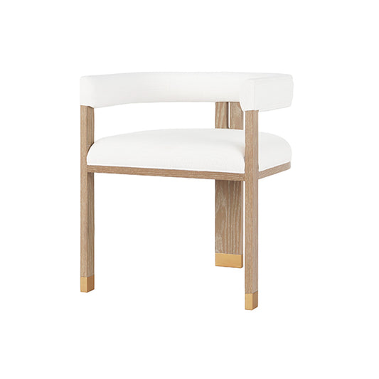 Jude Barrel Chair in Cerused Oak & White Linen