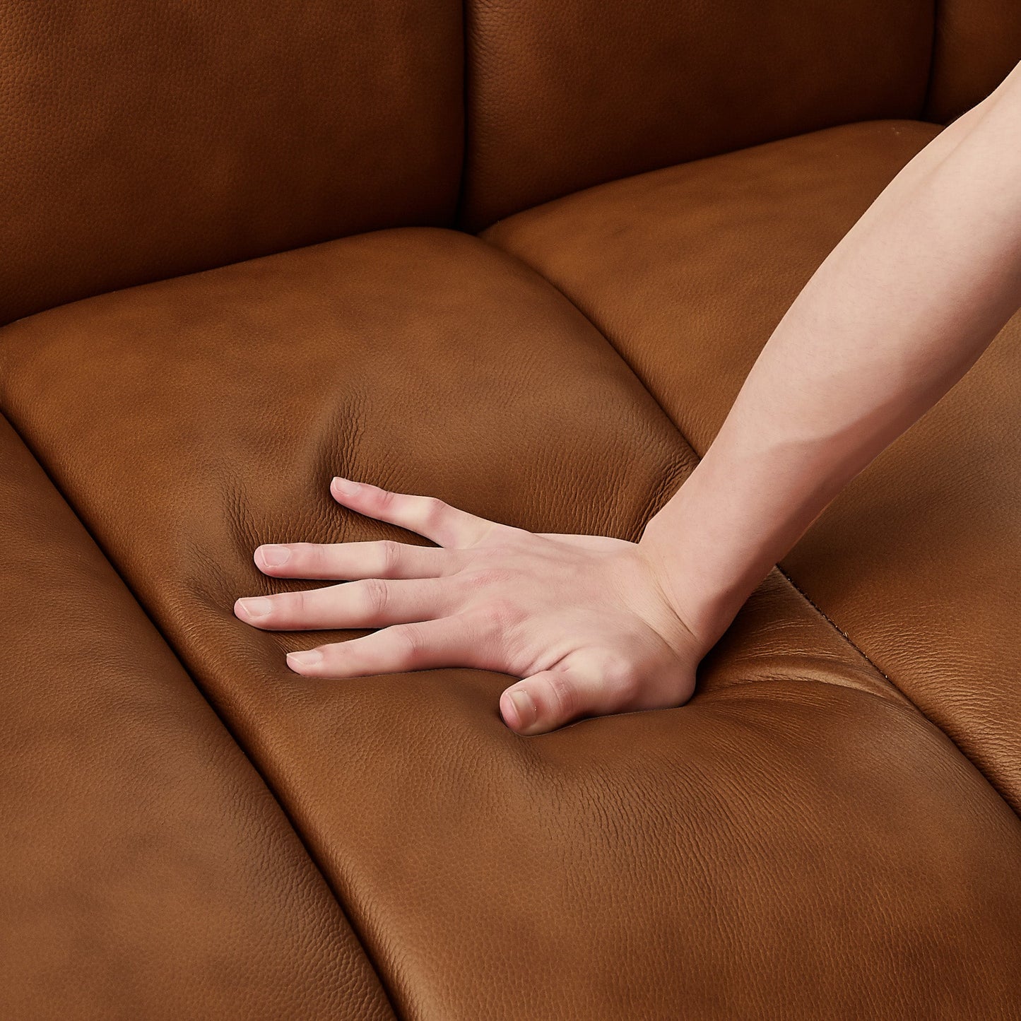 Jasmin Sofa– Cream Boucle or Tan Leather Curved Channel Tufted Sofa | Sculptural & Soft Luxury Seating for Living Rooms