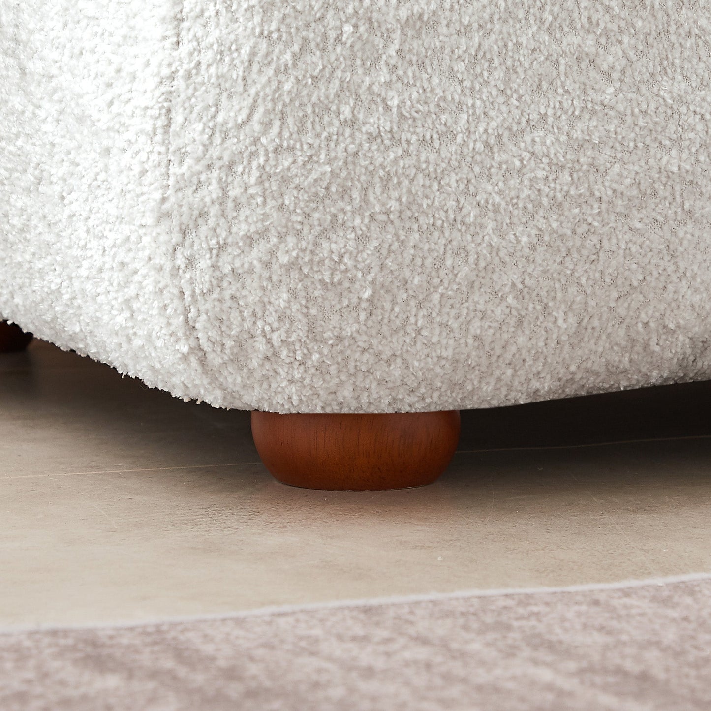 Jasmin Sofa– Cream Boucle or Tan Leather Curved Channel Tufted Sofa | Sculptural & Soft Luxury Seating for Living Rooms
