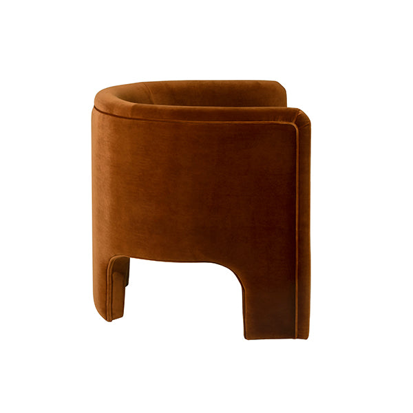 Lansky Barrel Chair in Rust Velvet