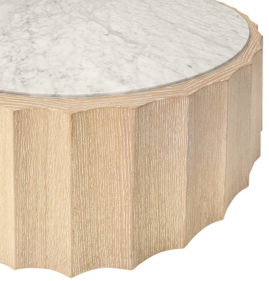 Moore Coffee Table in Cerused Oak & White Carrara Marble