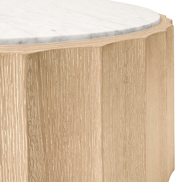 Moore Coffee Table in Cerused Oak & White Carrara Marble