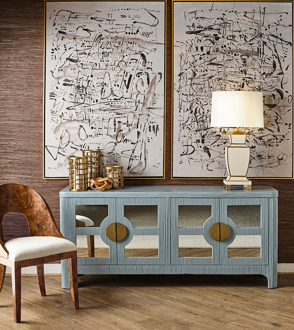 Rafferty Side Chair in Dark Burl & White Linen