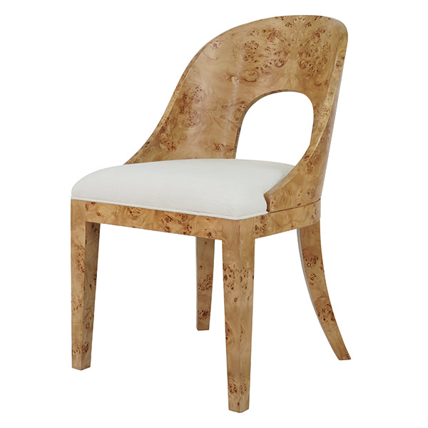 Rafferty Side Chair in Burl & White Linen