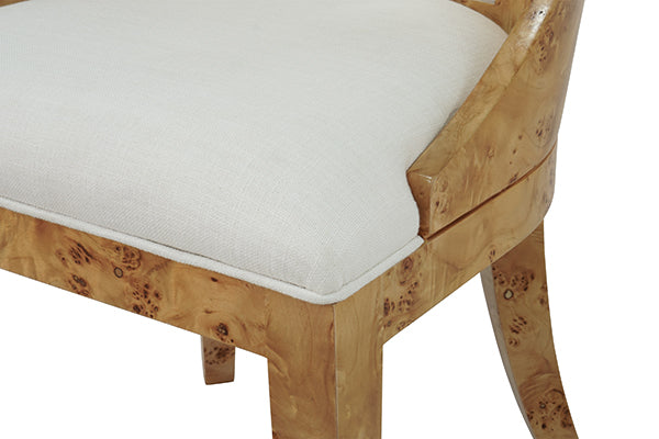 Rafferty Side Chair in Burl & White Linen