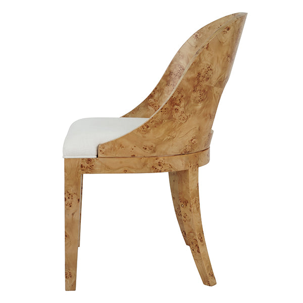 Rafferty Side Chair in Burl & White Linen