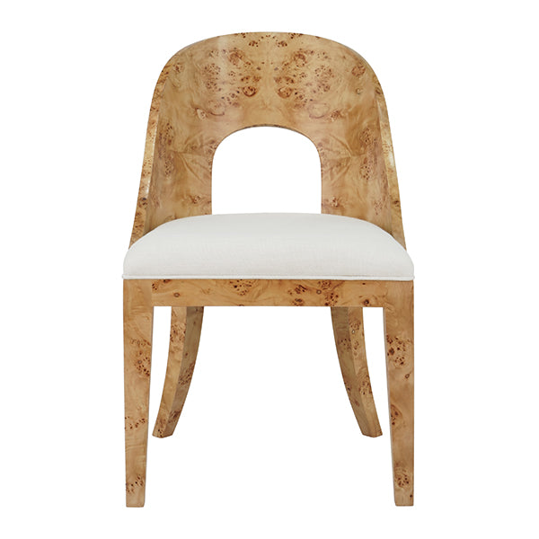 Rafferty Side Chair in Burl & White Linen