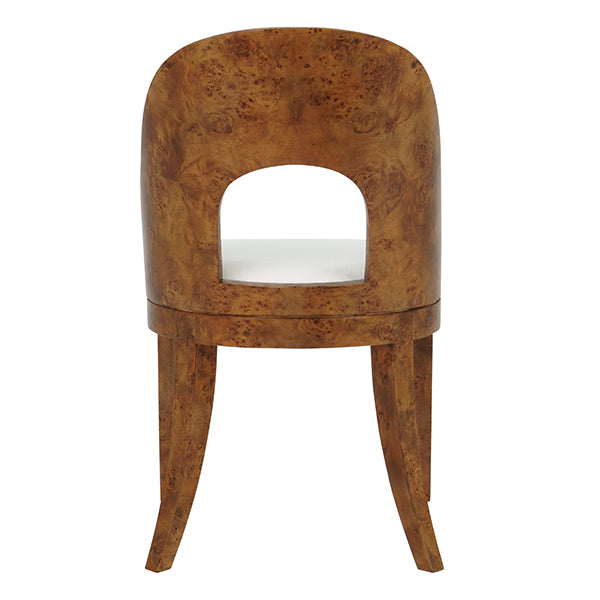 Rafferty Side Chair in Dark Burl & White Linen