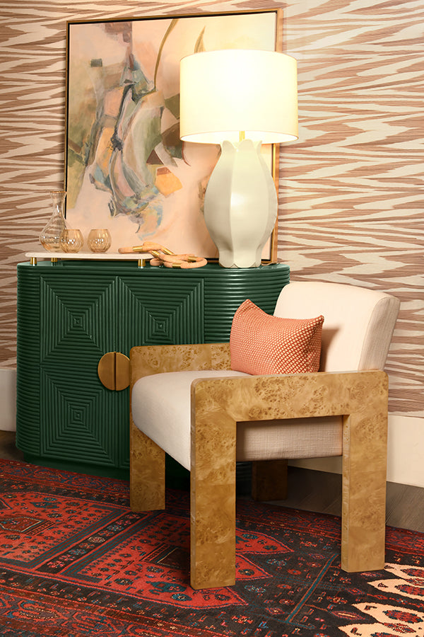 Roger Two-Door Cabinet in Hunter Green Rattan
