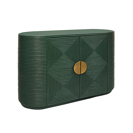 Roger Two-Door Cabinet in Hunter Green Rattan