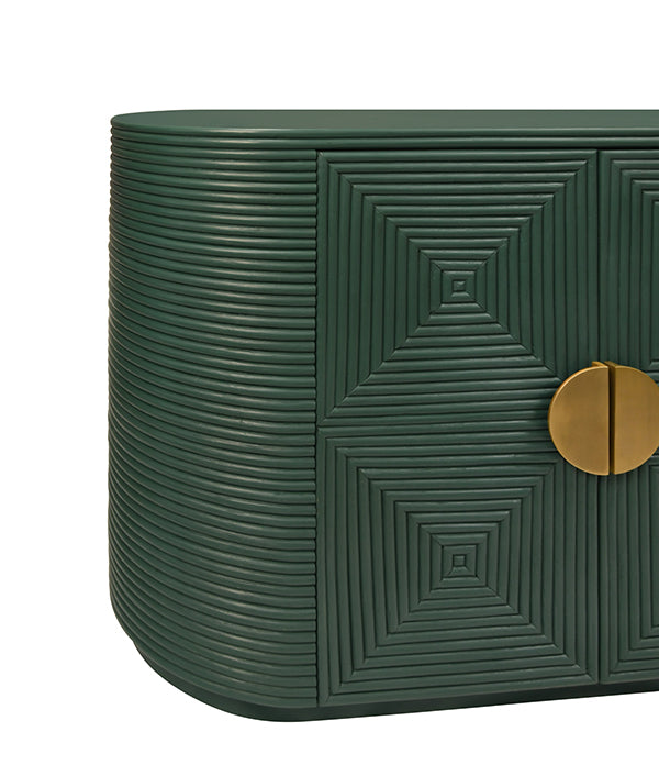 Roger Two-Door Cabinet in Hunter Green Rattan