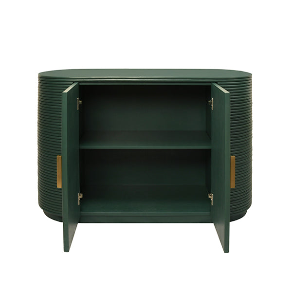 Roger Two-Door Cabinet in Hunter Green Rattan