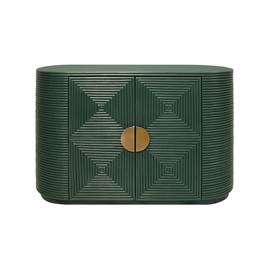 Roger Two-Door Cabinet in Hunter Green Rattan