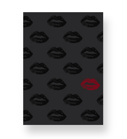 Black & Red Lips on Charcoal Notebook | A Pop of Passion in a World of Neutrals