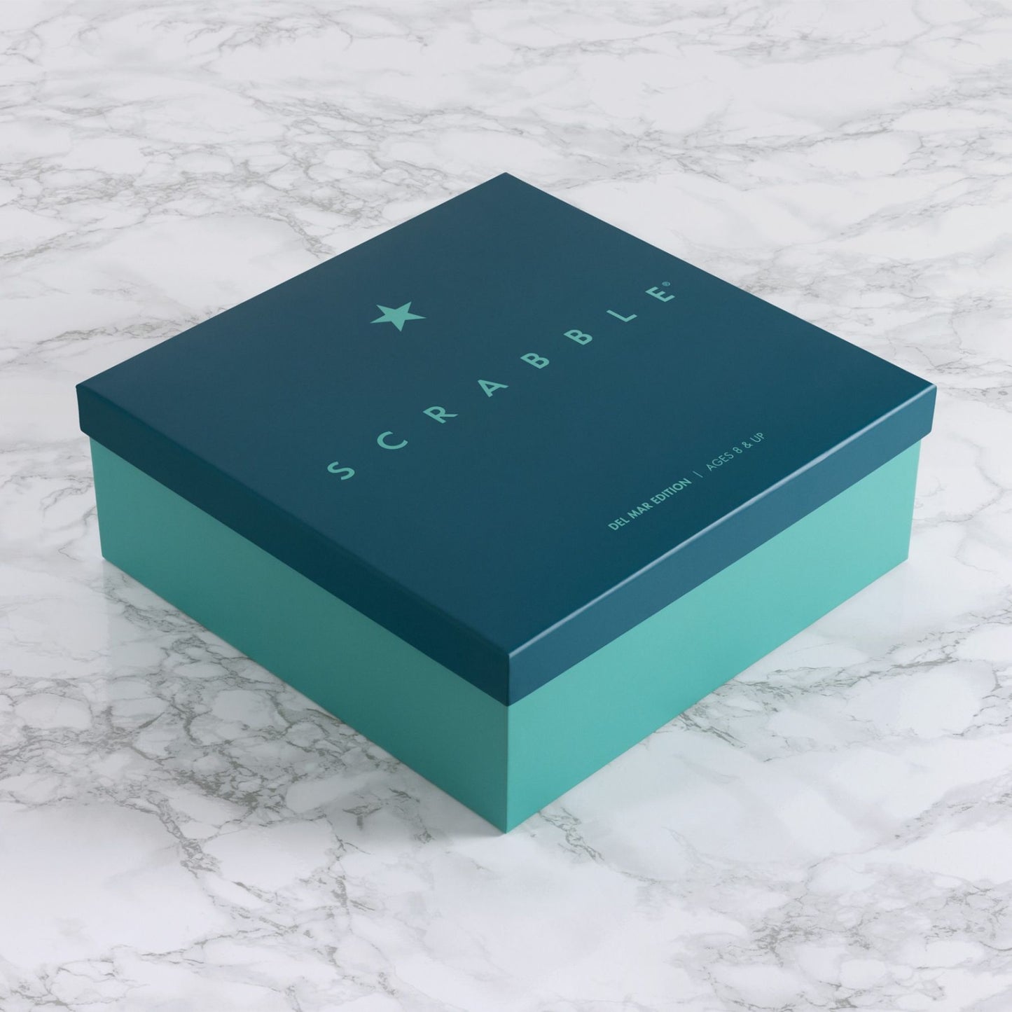 Scrabble Del Mar Collection – Shagreen Edition Board Game | Luxe Coastal-Inspired Scrabble Set, Teal & Gold