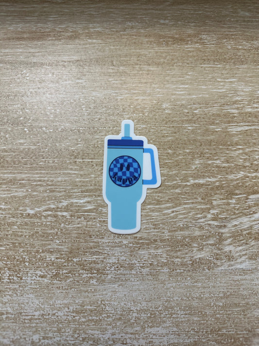 Blue Water Cup Smiley Kappa Kappa Gamma Sticker