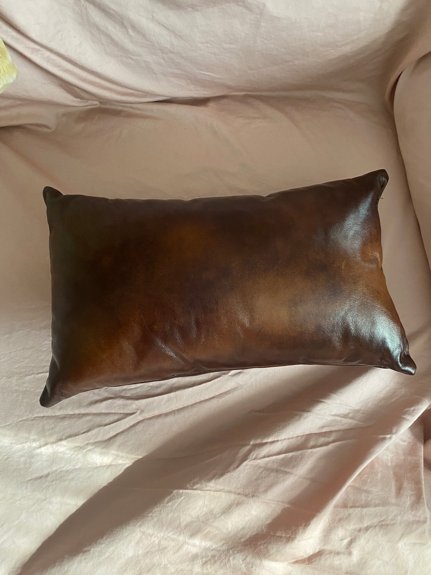Marbled Brown Faux Leather Pillow - createdbykierst