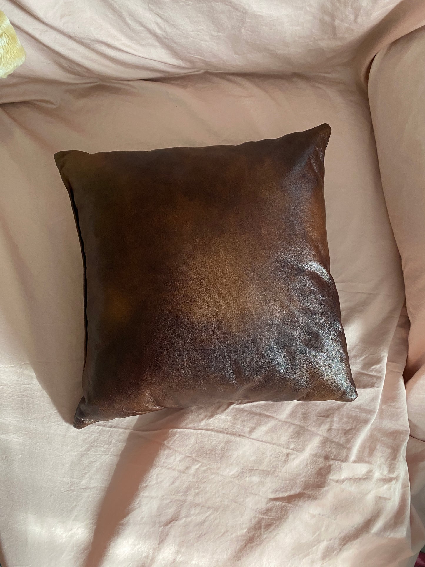 Marbled Brown Faux Leather Pillow - createdbykierst