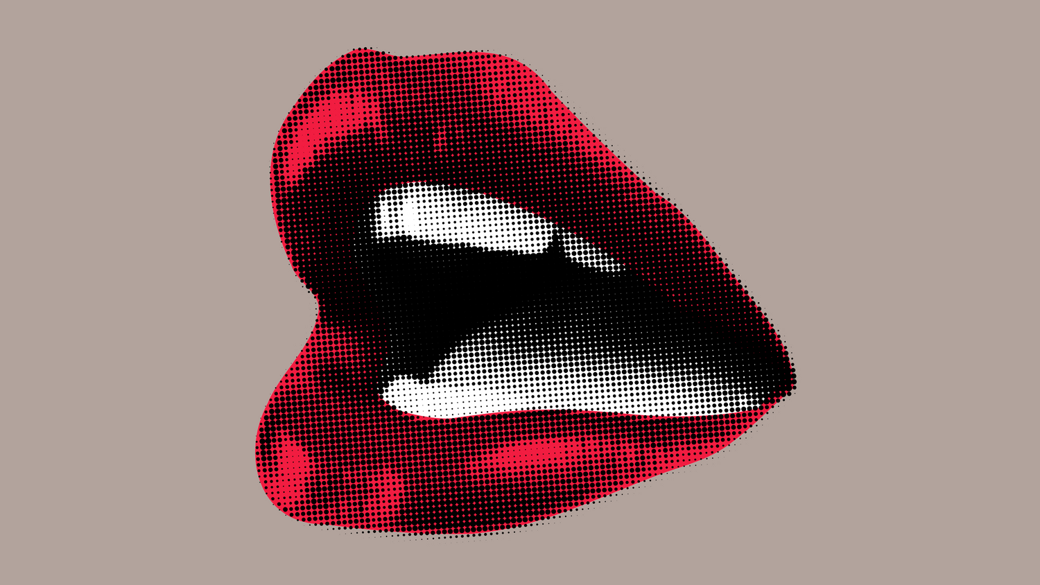 Vintage Red Lips on Taupe