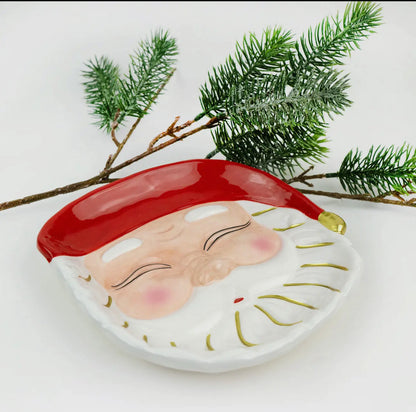 Red Santa Dessert Plate