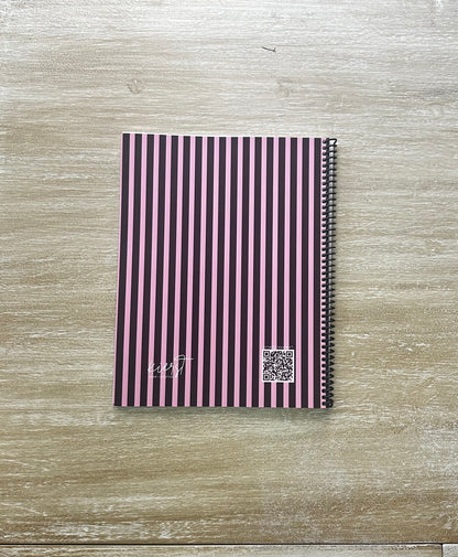 Pink + Signature Velvet Noir Stripes Notebook