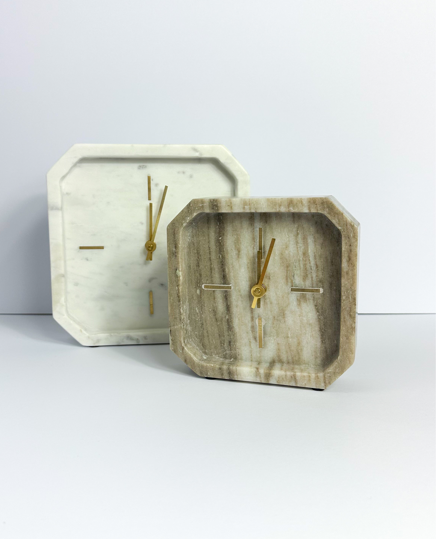 White and Grey Marble Clock