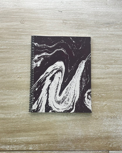 Cream Marble on Signature Velvet Noir Notebook