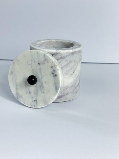 White and Grey Marble Storage Container