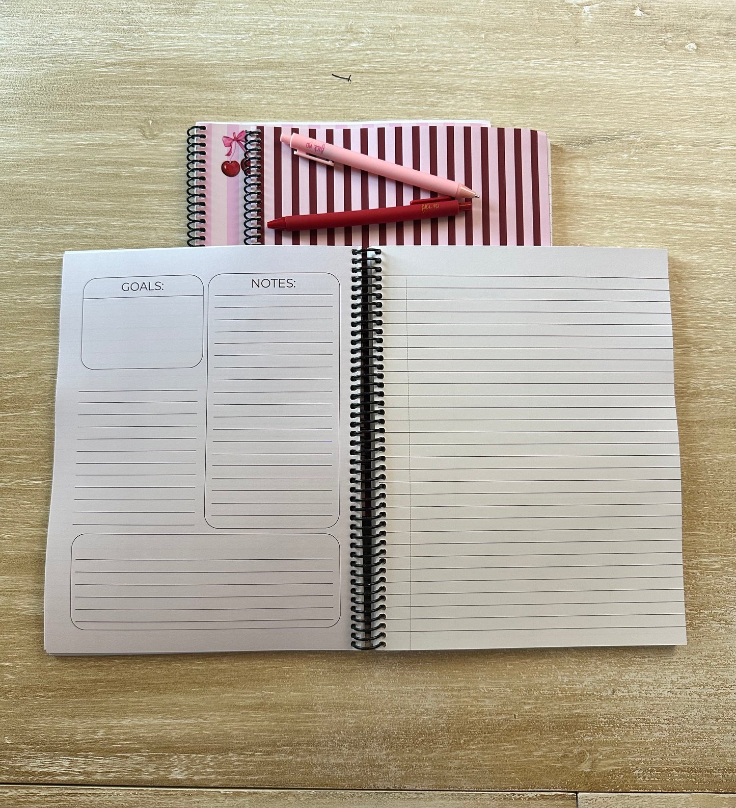 2026 - 2027 Cherries on Pink Stripes Mid Year Lifestyle Planner