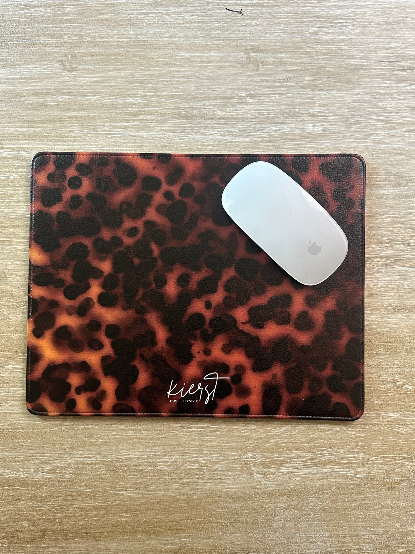 Ember Tortoise Faux Leather Mouse Mat
