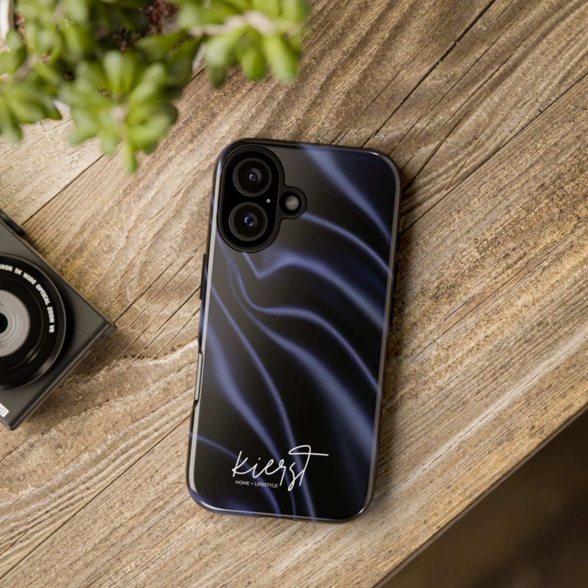Navy Silk Print iPhone Case