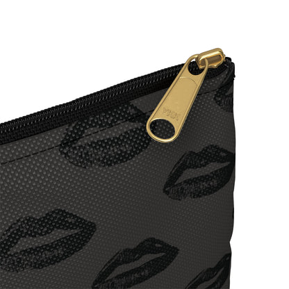Black Lips on Charcoal Accessory Pouch | Quietly Bold