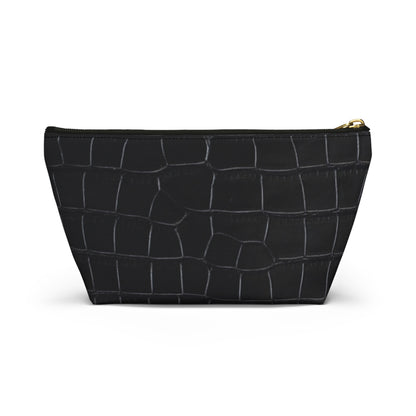 Black Crocodile Accessory Pouch w T-bottom