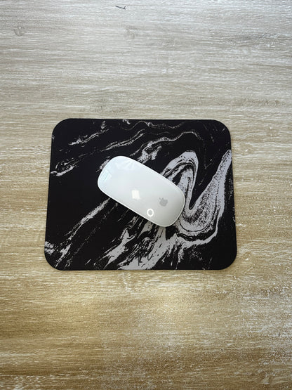 Cream Marble on Signature Velvet Noir Mouse Pad