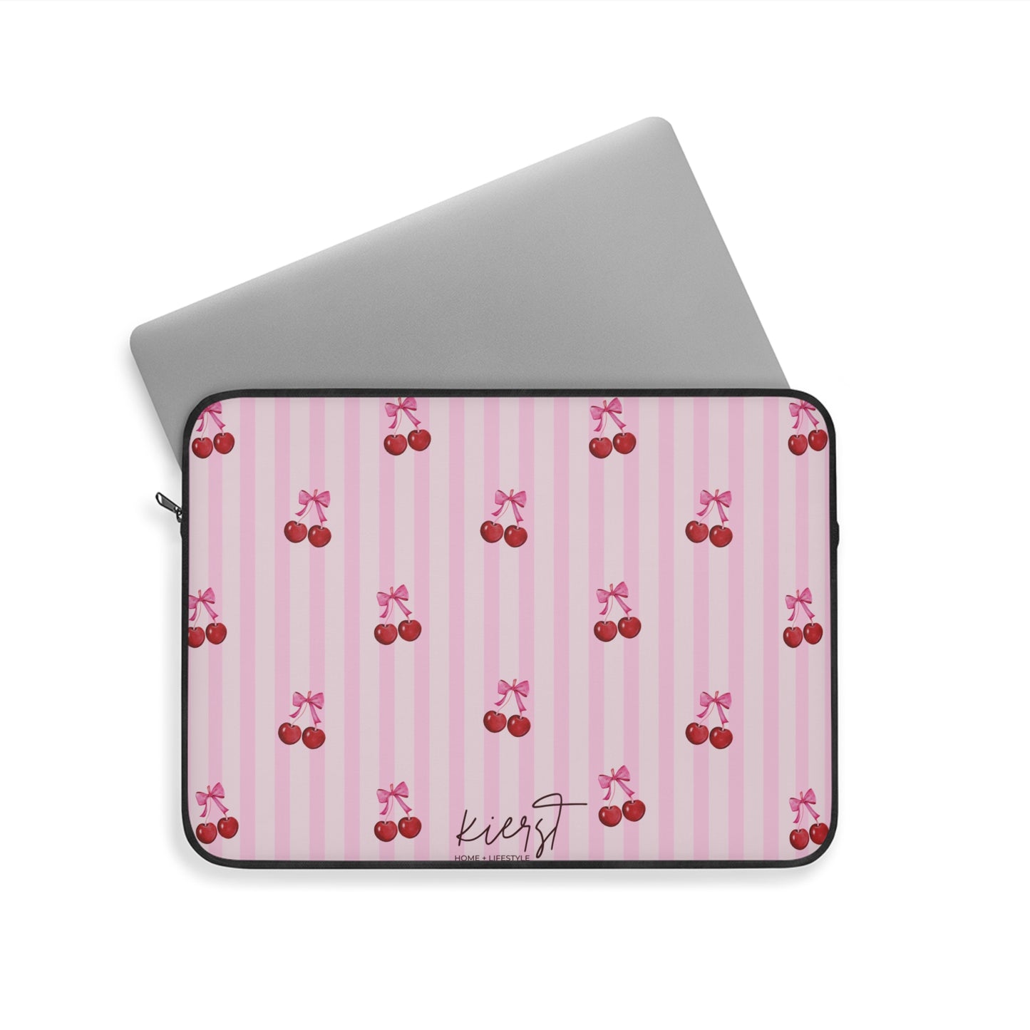 Cherries on Pink Stripe Laptop Sleeve