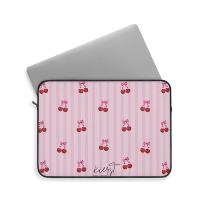 Cherries on Pink Stripe Laptop Sleeve